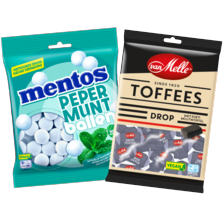 Van Melle toffees of Mentos dropmint- of pepermuntballen